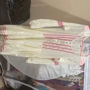 Free people boho hippie pink and cream dress sz m